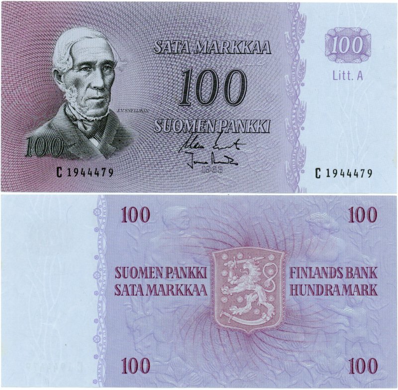 100 Markkaa 1963 Litt.A C1944479